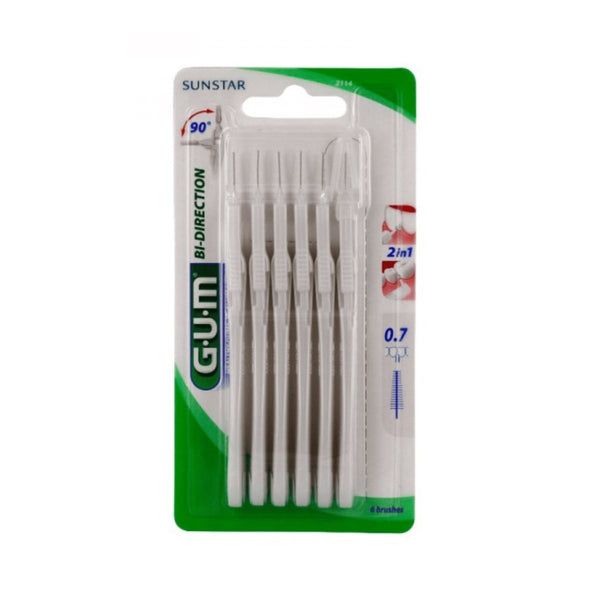 GUM Bi-Direction Interdental Brushes Ultra Fine Wire, 6 Pieces