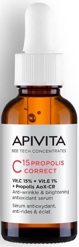 Apivita C15 Propolis Correct Face Serum with 15% Vitamin C, 30 ml