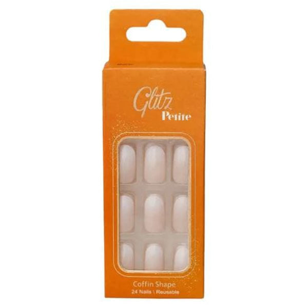 Glitz Giltz Petite Nails Oval Artificial Acrylic Ombre White #22, 24 Nails
