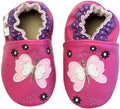 Rose et Chocolat ClassicZ Butterfly Fluchsia Girls Slippers Soft Leather Suede Sole