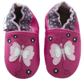Rose et Chocolat ClassicZ Butterfly Slippers Soft Leather Suede Sole Fluchsia