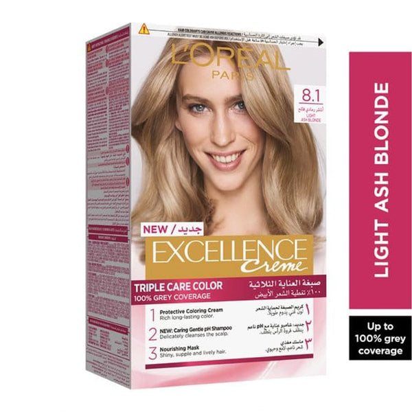 L'Oreal Paris Excellence Creme Hair Color 8.1 Ash Light Blonde Permanent Gray Coverage