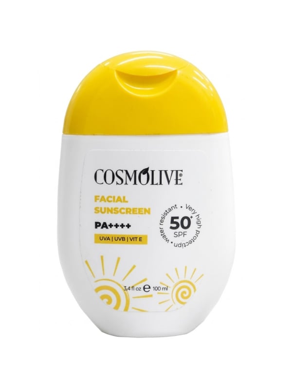 Cosmolive Waterproof Face Sunscreen SPF 50+ Lightweight Water-Resistant Formula 100ml
