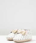 Rose et Chocolat ClassicZ Indoor Slippers Soft Leather Sole Polka Dot White Girls 2-3y