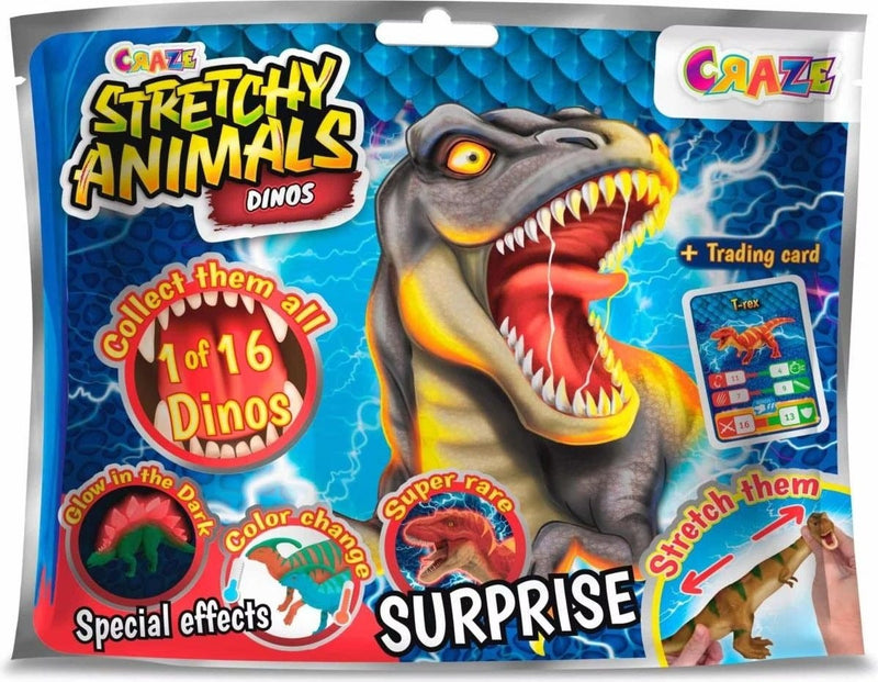 Craze Stretchy Animals Dinos Collectible Stretch Dinosaurs Glow-in-the-Dark or Color-Changing Details