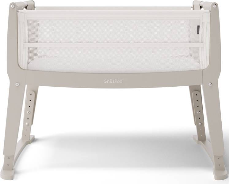 Snuzpod Studio Bedside Crib Oslo Grey with Panoramic Mesh and Castor Wheels