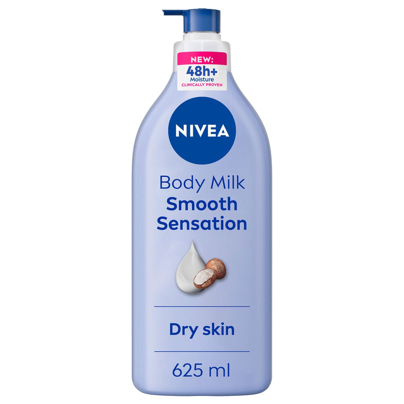 NIVEA Smooth Sensation Body Lotion, Shea Butter, 48H Moisture, Dry Skin, 625ml