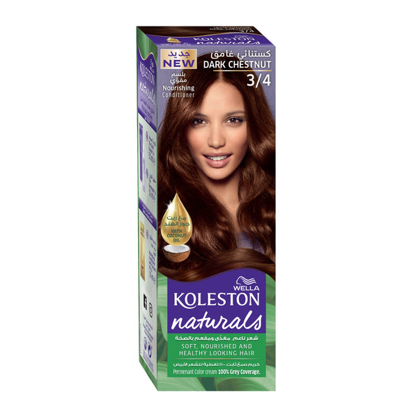 Koleston Naturals Hair Color Cream Dark Chestnut 3/4 Semi-Kit with Conditioning Serum