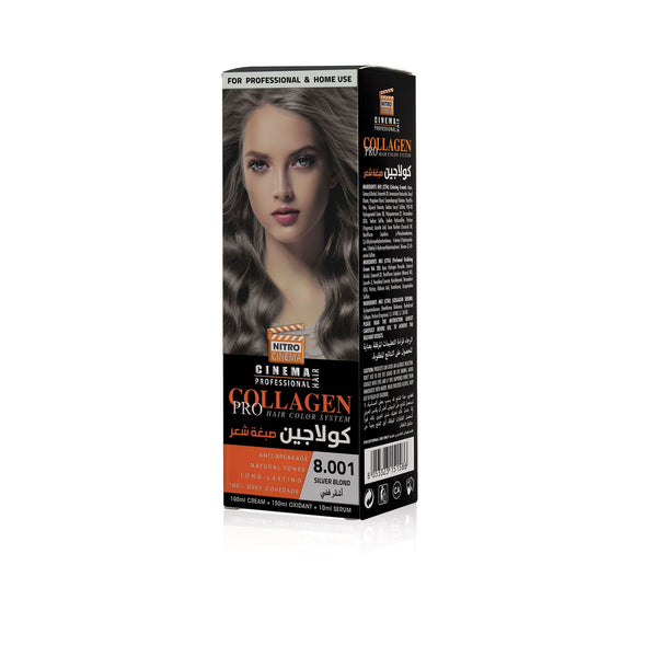 Nitro Cinema Collagen Hair Dye Cream Silver Blond 8.001 100 Ml
