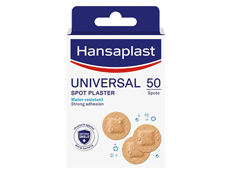 Hansaplast Universal Spot Plasters Water-Resistant Round Wound Cover 50 Strips