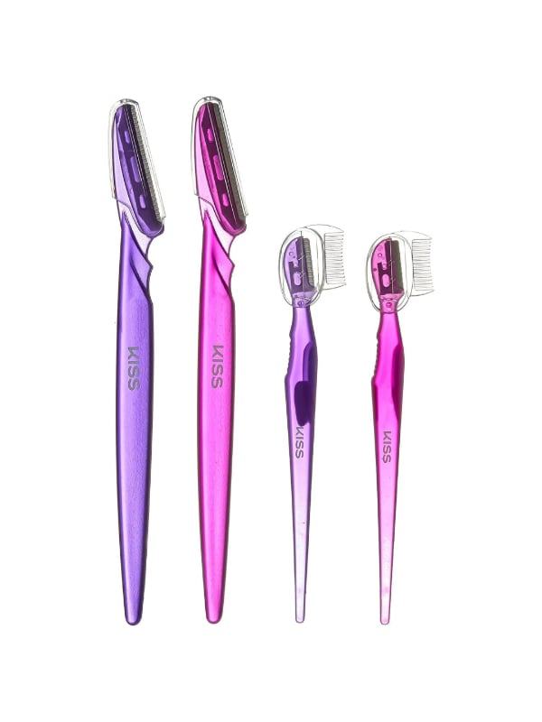 Kiss Multi-Shaped Facial and Eyebrow Razors, Dual Head Sizes, 4 Pieces