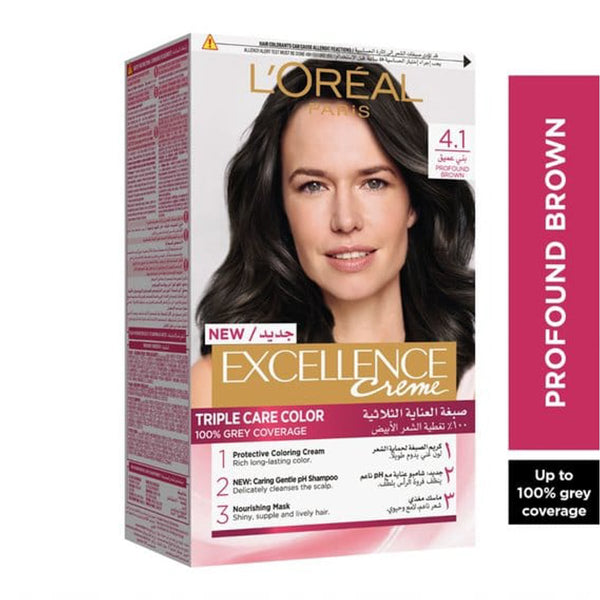 L'Oreal Paris Excellence Creme Hair Color 4.1 Profound Brown Permanent Color Kit