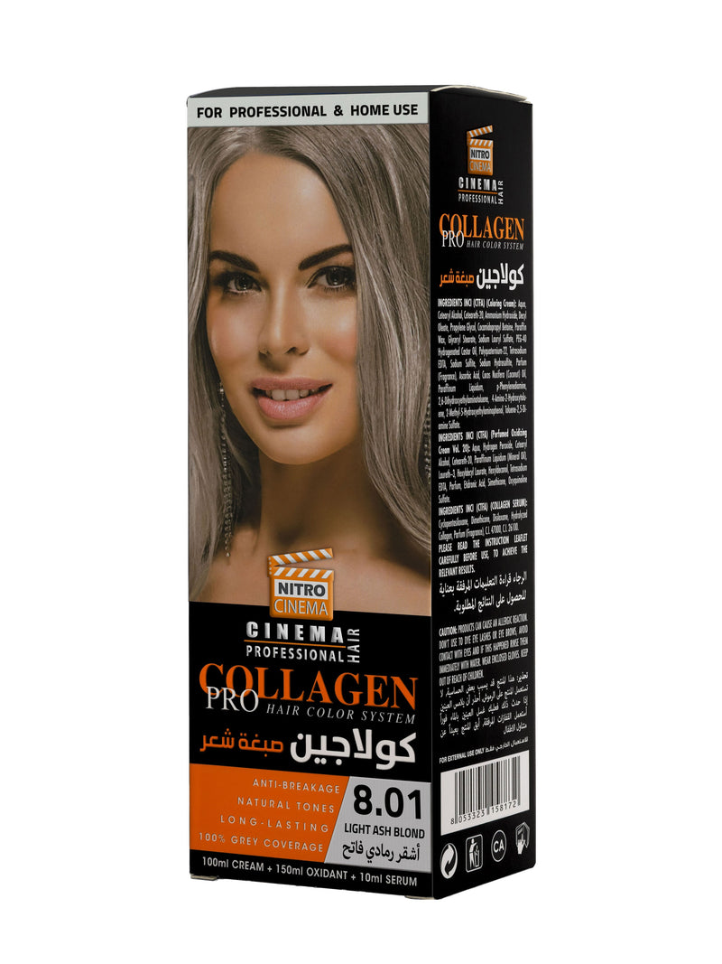 Nitro Cinema Collagen Hair Dye Cream Light Ash Blonde 8.01, 100ml
