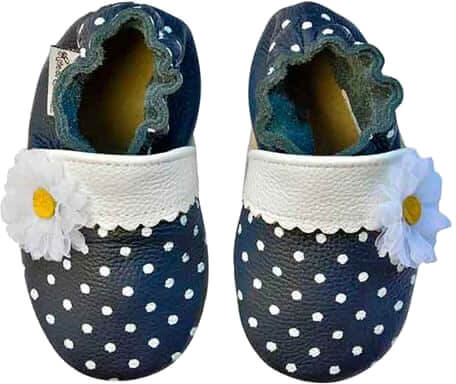 Rose et Chocolat ClassicZ Leather Slippers Polka Dot Daisy