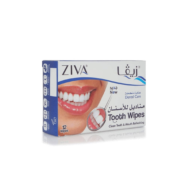 Ziva Tooth Cleaning Wipes Surface-Stain Lifting Freshness, 12 Sachets