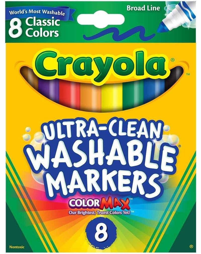 Crayola Ultra Clean Washable Broad Line Markers Color Max Ink 8 Count