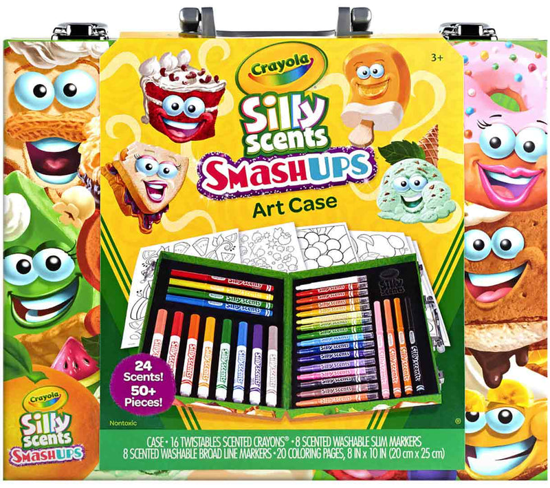 Crayola Silly Scents Smash Ups Mini Art Case Scented Markers Twistable Crayons 20 Coloring Pages