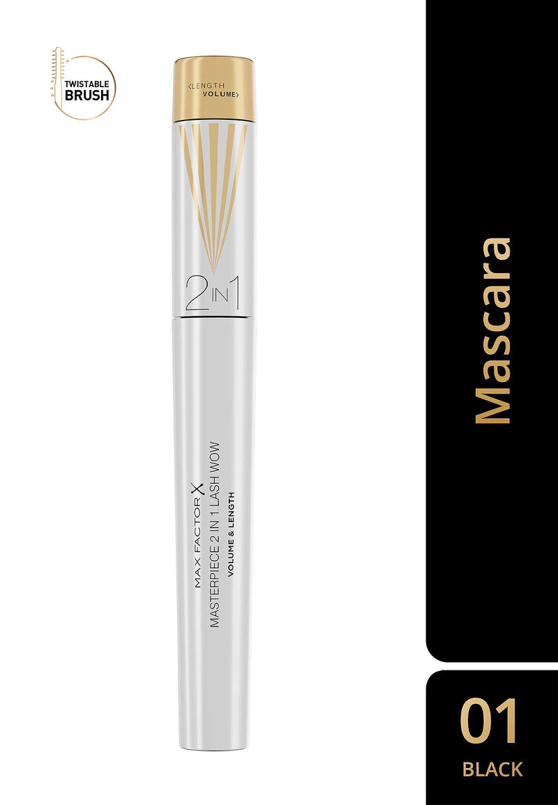 Max Factor Masterpiece 2-in-1 Lash Wow Mascara Twistable Brush Lengthening Volumising Black