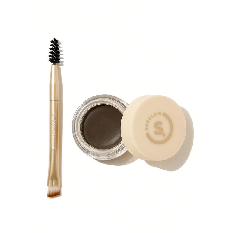 SHEGLAM Boss Brow Pomade Creamy Waterproof Dark Brown with Tapered Brush