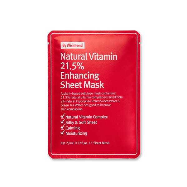 By Wishtrend Natural Vitamin 21.5% Enhancing Sheet Face Mask, 23ml