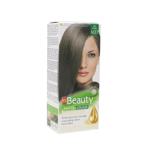 MM Beauty Complex Hair Dye Permanent Ash Blonde M27 Birch Chamomile Extracts With Hair Mask