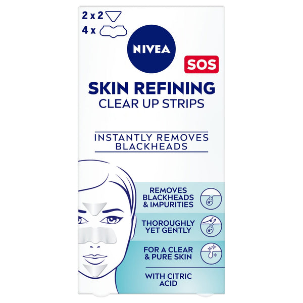 Nivea Face Skin Refining Clear-Up Strips for Blackheads, Nose and Face, 6 Pieces