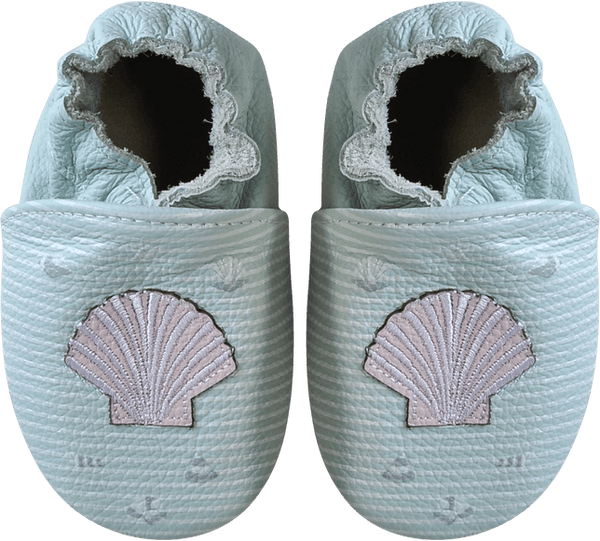 Rose et Chocolat ClassicZ Leather Baby Slippers Seashell Pastel