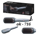 Okema OK-716 2-in-1 Ceramic Hair Brush Straightener with Ionic Technology, Adjustable Heat, 220-240V