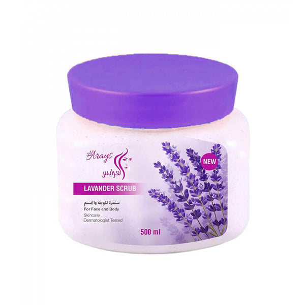 Al Arays Lavender Face and Body Scrub, Natural Exfoliating Formula, 500 ml