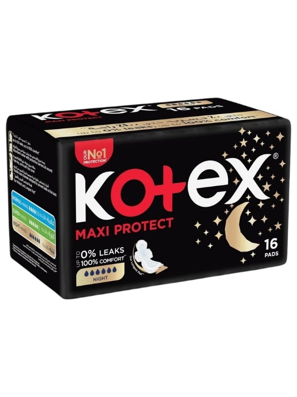 Kotex Maxi Thick Night Pads Wide Back Leak Protection 16 Pads