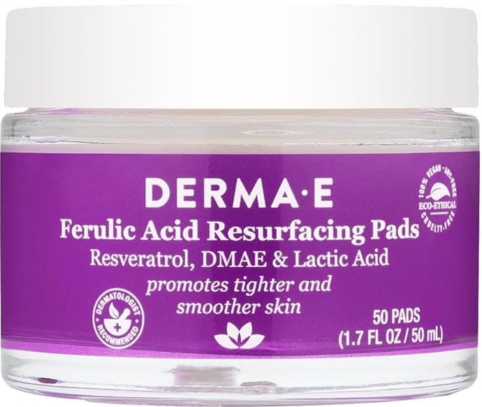 Derma E Ferulic Acid Resurfacing Face Pads, Exfoliating Peel with Mandelic and Lactic Acids