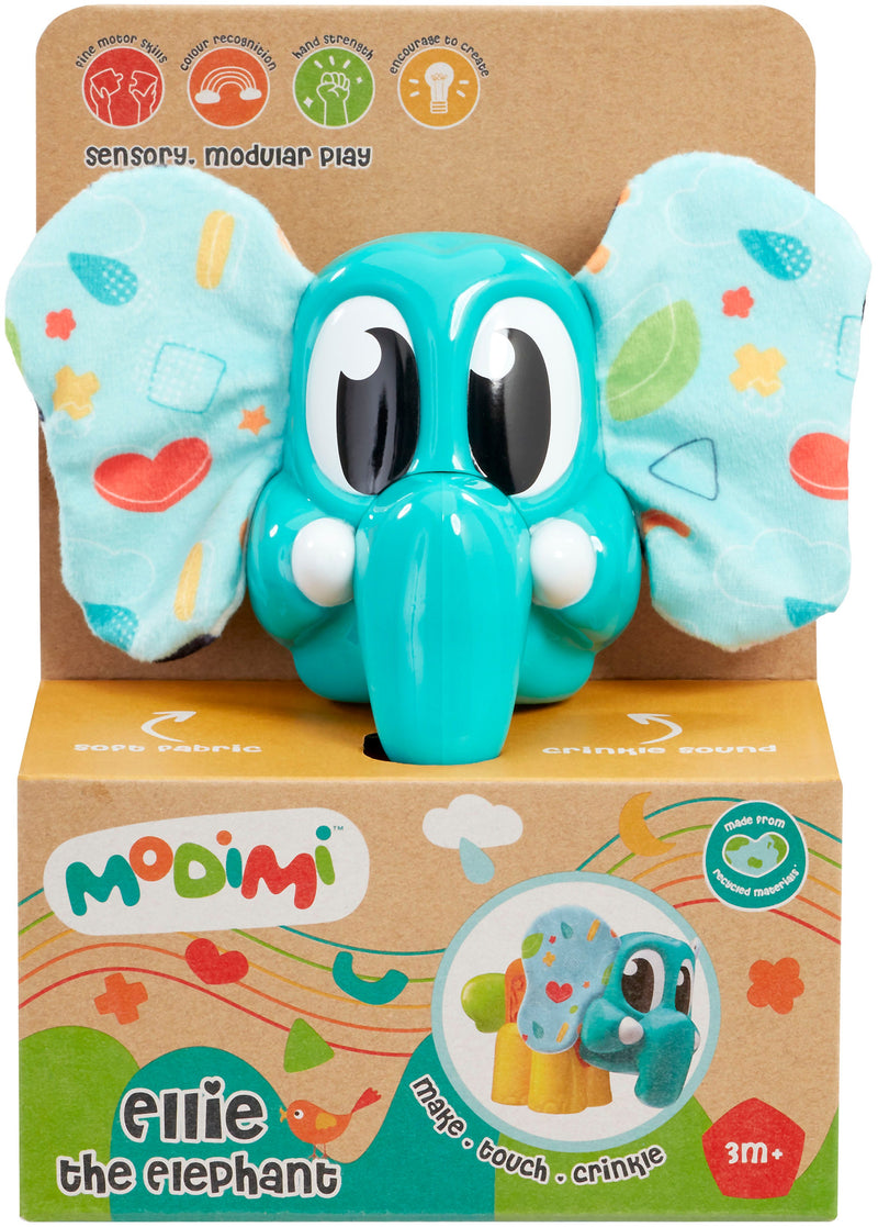 Modimi Elephant Modular Sensory Toy, Crinkle, Rattle and Squeak, 12L