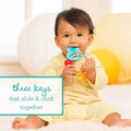 Infantino Slide & Chew Teether Keys, Textured Baby Teething Toy, 3 Keys, 0+ Months