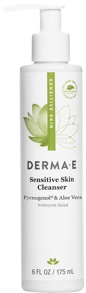Derma E Sensitive Skin Cleanser Fragrance-Free Liquid Facial Wash Aloe Vera Green Tea