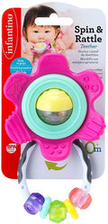 Infantino Spin & Rattle Teether, Textured Petals, Spinning Rainbow Beads, Pink