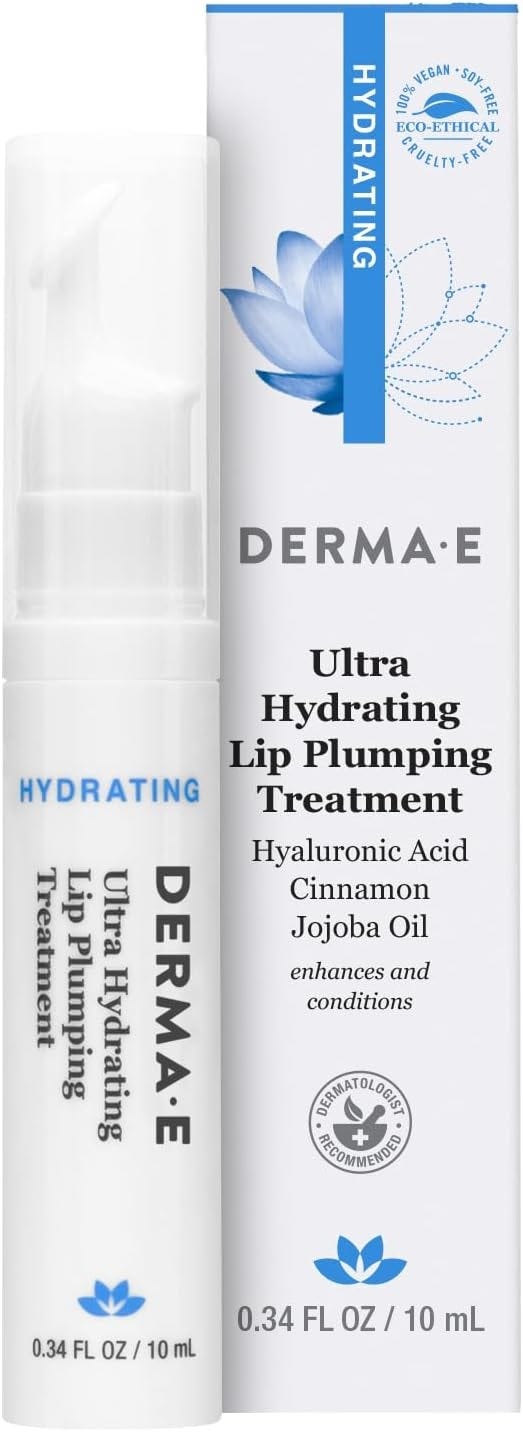Derma E Ultra Hydrating Lip Plumping Treatment Liquid with Hyaluronic Acid and Jojoba Oil
