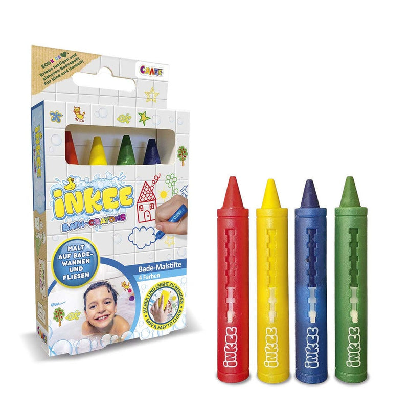 Craze INKEE Bath Crayons, 4-Piece Vegan Tub Coloring Set for Children