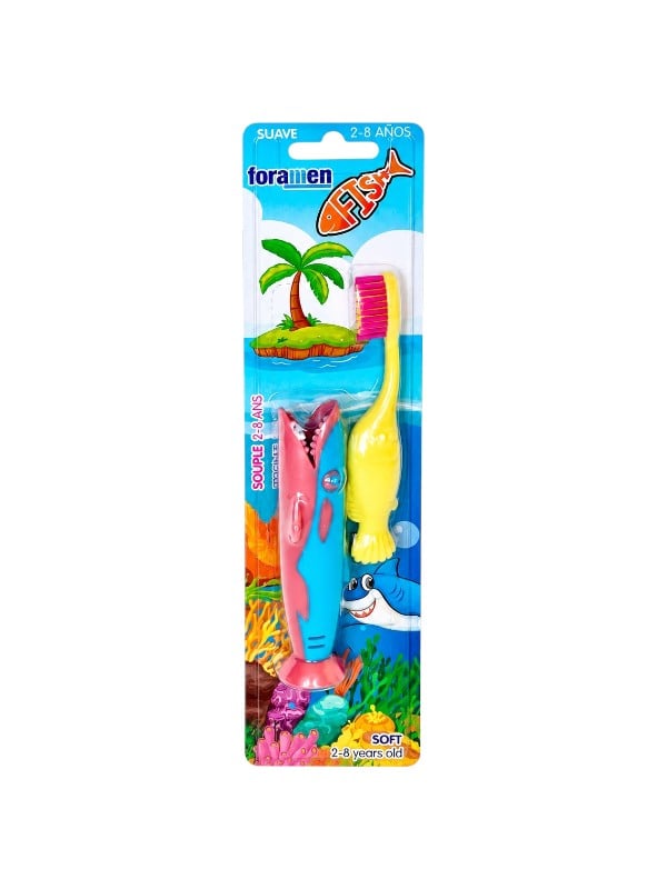 Foramen Fish Children's Toothbrush Soft Bristles Ages 2 to 8 Years Assorted Colors
