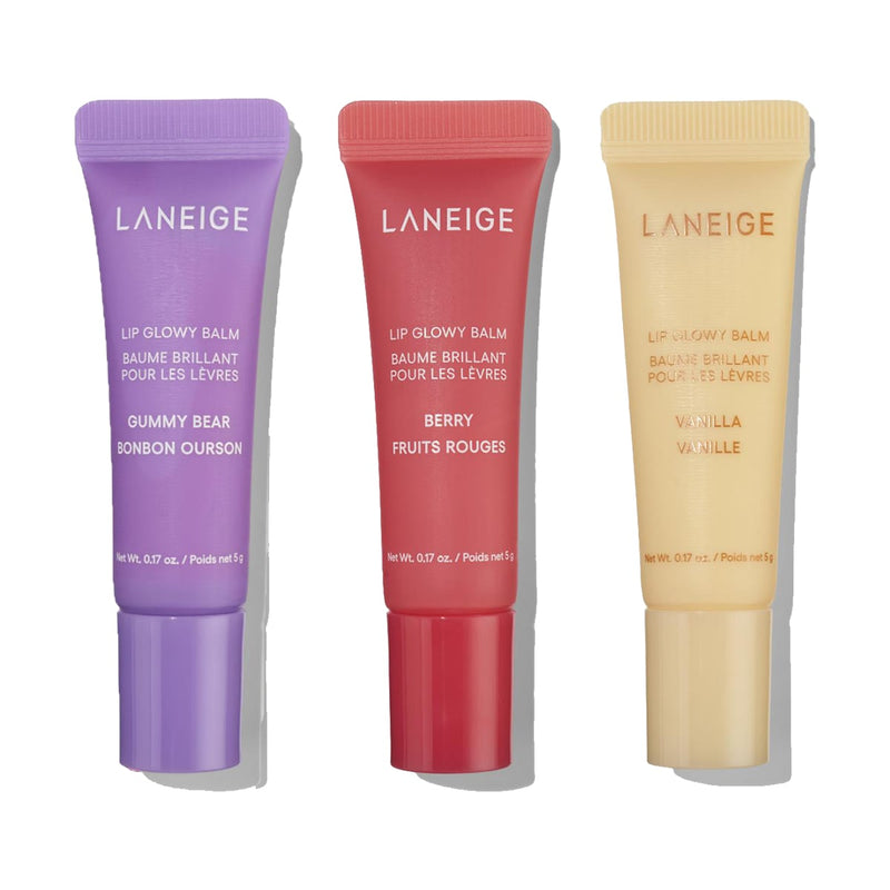 LANEIGE Lip Glowy Balm Trio Hydrating Non-Sticky Tinted Finish Berry Gummy Bear Vanilla 310g