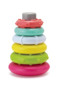 Infantino Rock'N Stack Rings Baby Toy, Textured Sensory Activity, Pink, 6 Months+