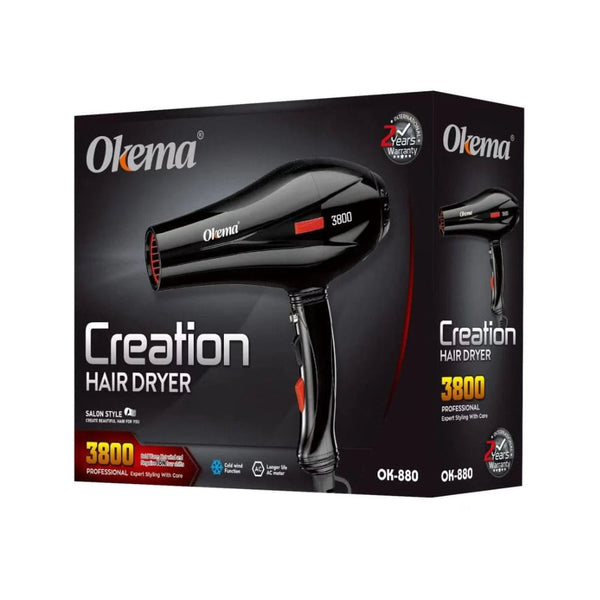 Okema Hair Dryer Expert Styling Professional OK-880 Ionic Fast-Drying Hair Dryer