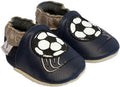 Rose et Chocolat ClassicZ Leather Baby Slippers, Soft Suede Sole, Navy