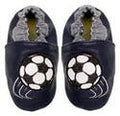 Rose et Chocolat ClassicZ Leather Baby Slippers, Soft Suede Sole, Navy