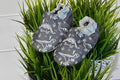 Rose et Chocolat ClassicZ Dino Grey Soft Leather Slippers Boys 0-6m