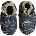Rose et Chocolat ClassicZ Dino Grey Soft Leather Slippers Boys 0-6m