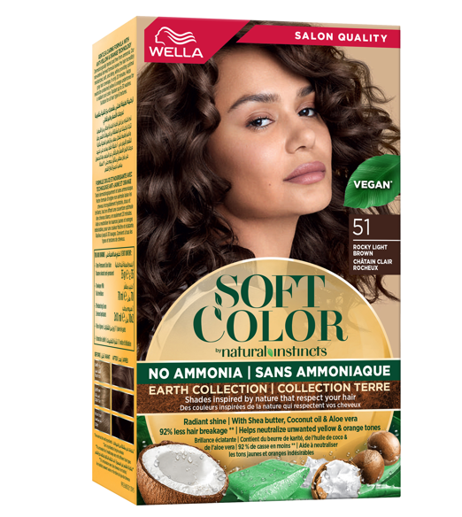 Wella Soft Color Natural Instincts Demi-Permanent Cream Hair Color Shea Butter Rocky Light Brown 90 ml