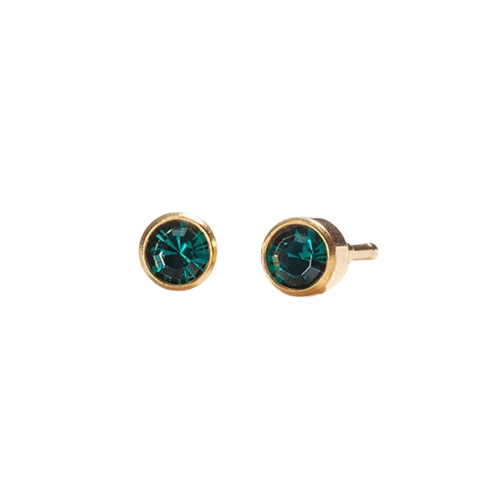 Caress No1 Original May Emerald Stud Earrings Gold-Plated Stainless Steel Single Pack