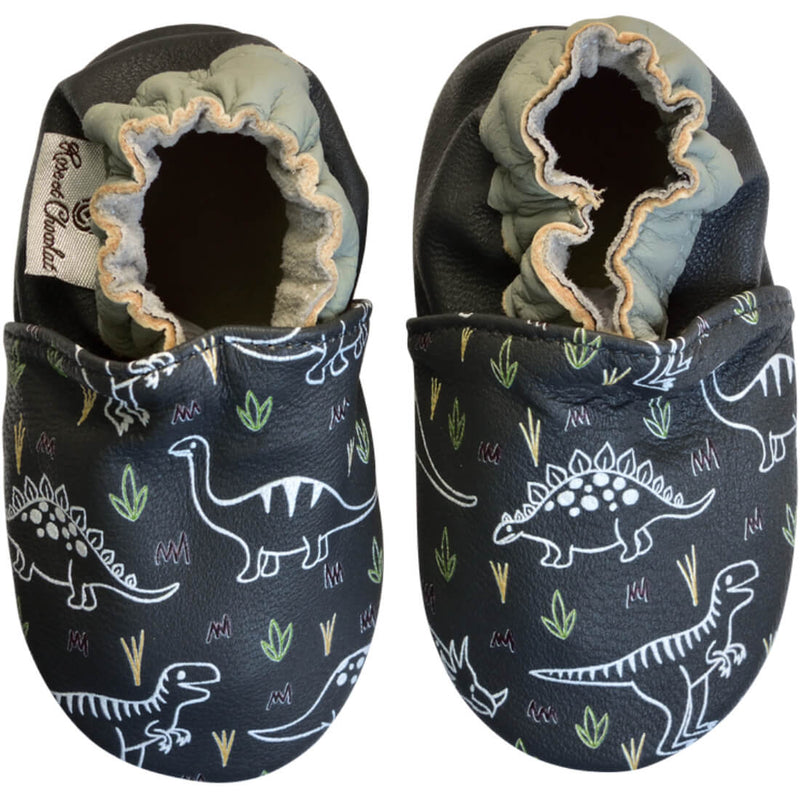 Rose et Chocolat ClassicZ Dino Grey Baby Slippers, 6-12m