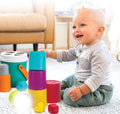 Infantino Shape Sorting Stack 'N Nest Buckets, Stacking and Shape Sorter Toy, 10 Pieces, 6 Months+