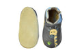 Rose et Chocolat ClassicZ Giraffe Grey Leather Slippers, Soft Suede Sole